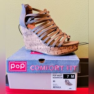 Pop Women's Gray Strappy Wedges